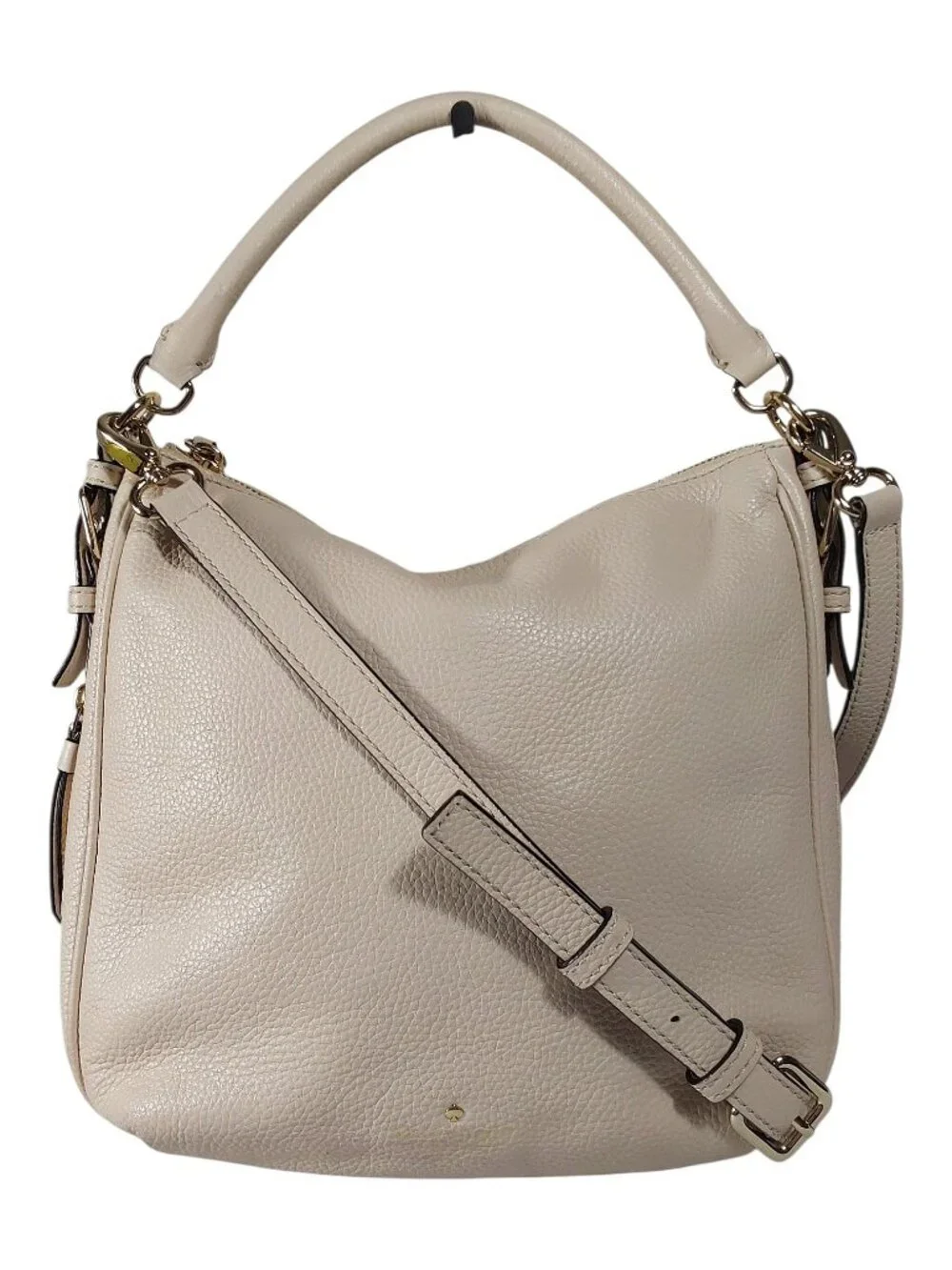Kate Spade Cobble Hill Small Ella Hobo Bag Crossbody Strap Cream Pebbled Leather